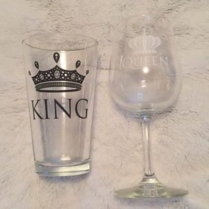 King and Queen Beer Wine Glass Set